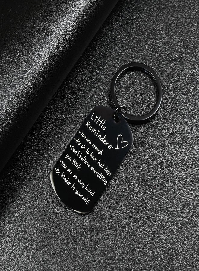 OUMILAN Little Reminders Keychain Inspiration Gifts for Women Men Affirmation Uplifting Mental Health You Are Enough Keyring (Black) - Image 2